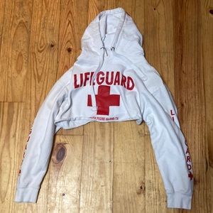 COPY - White cropped “LIFEGUARD” hoodie